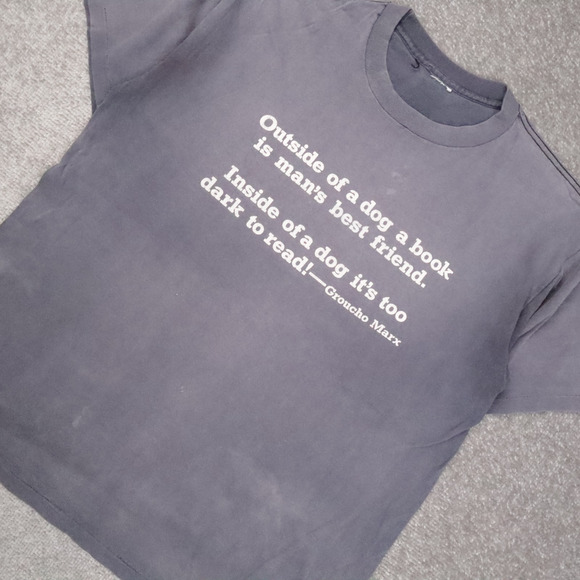 Vintage Groucho Marx Quote Books Alaska Bookstore XL Gray Short Sleeve T-Shirt - Picture 7 of 9